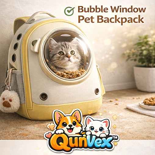 QunVex™ Bubble Window Pet Carrier Backpack – Breathable Travel Bag for Cats & Small Dogs
