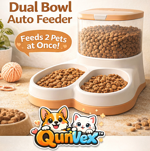 QunVex™ Dual Bowl Auto Feeder – Split Meal Smart Feeding Station