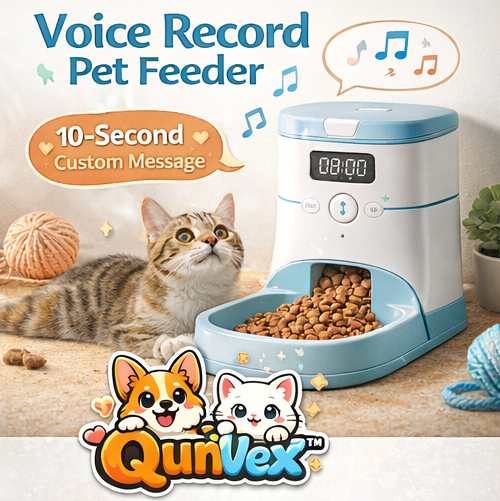 QunVex™ Voice Record Pet Feeder – Interactive Smart Food Dispenser