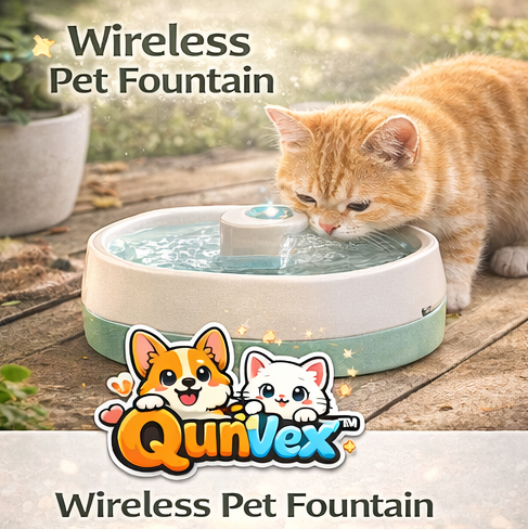 QunVex™ Wireless Pet Water Fountain – Cord-Free Rechargeable Hydration System
